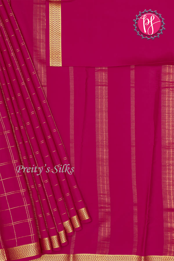 Pure Mysore Crepe Silk Saree All over CHECKS