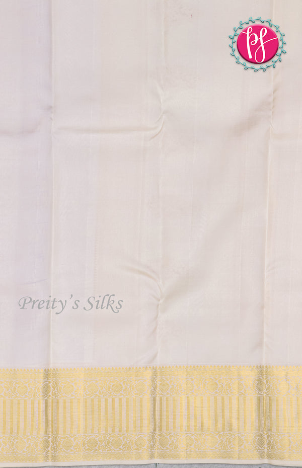 Pure Kanchipuram Silk Saree-Brocade Lavender and Cream-PF55517