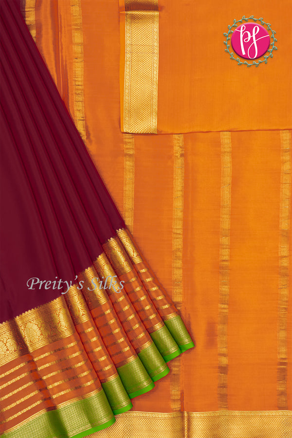 Pure Mysore Crepe Silk Saree with 3D Border