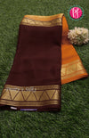 Pure Mysore Crepe Silk Saree Half and Half Pattern