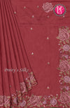 Crushed Semi Silk Saree -Flower Border
