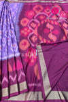 Semi Pochampally Soft Silk Saree-PF44603 - Lavender with Magenta Pink