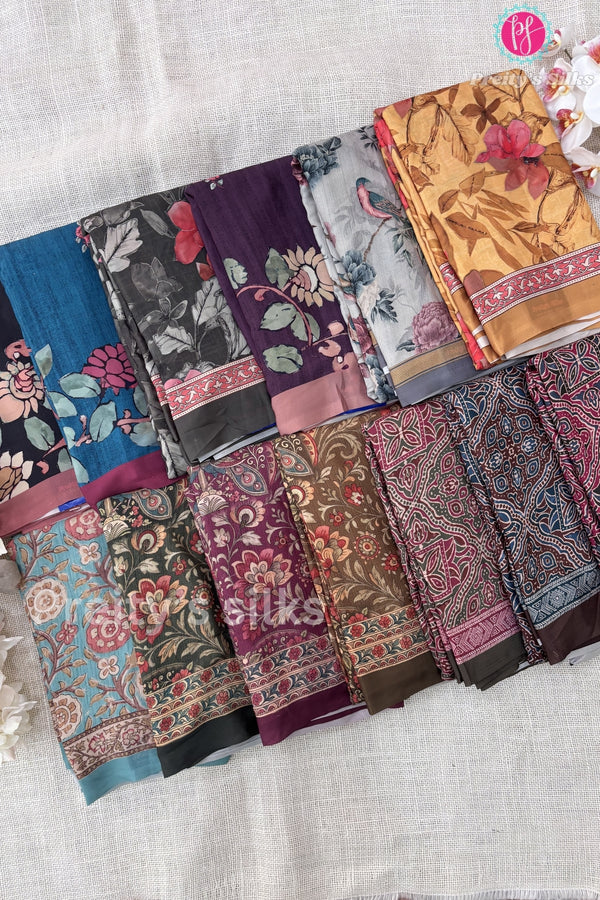 Semi Crepe Silk with Floral Printed saree -PF81116