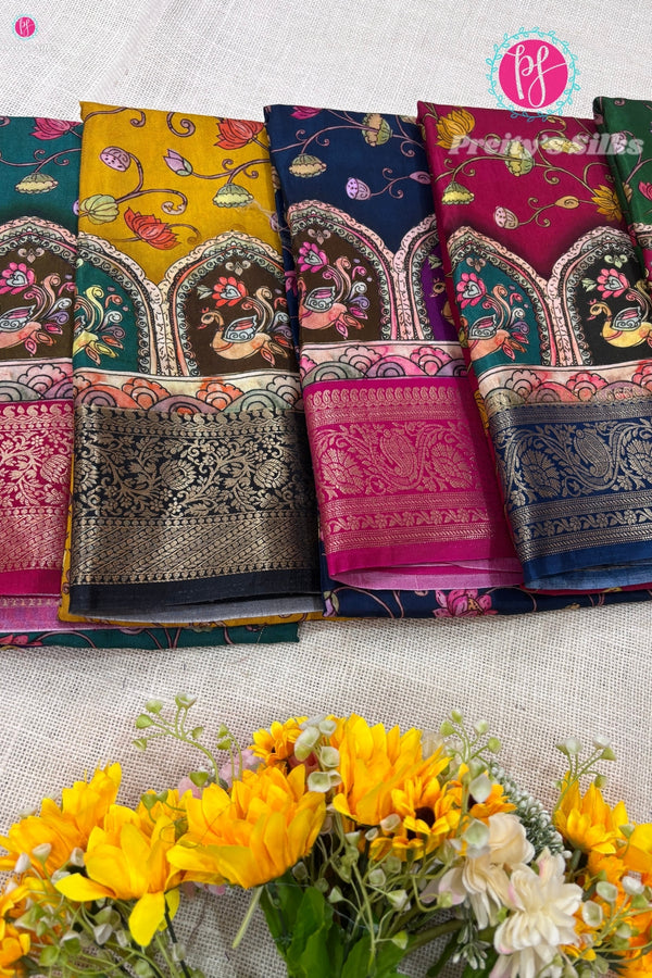 Semi Crepe Printed Silk Saree