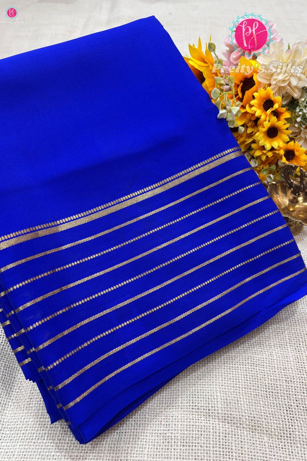 Pure Mysore Crepe Silk Saree- Royal Blue- PF6328