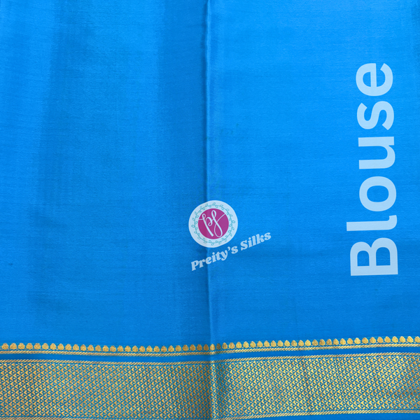 Pure Mysore crepe silk-Dark blue with sky blue -PF02191