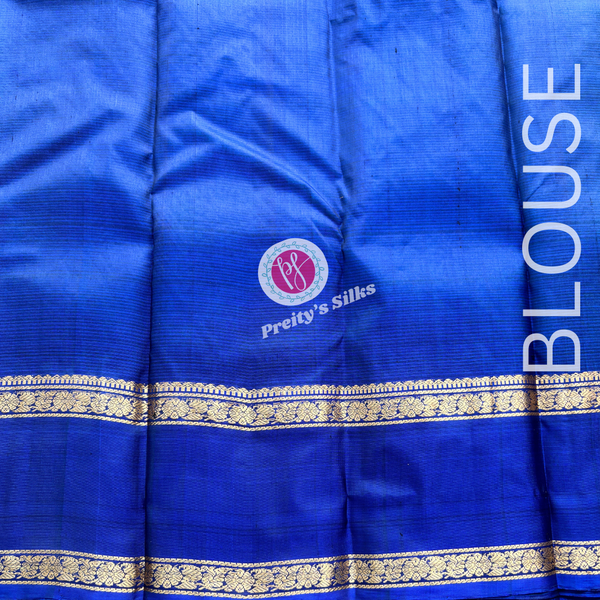 Pure Kanchipuram Soft Silk- Light blue with Dark blue -PY65979
