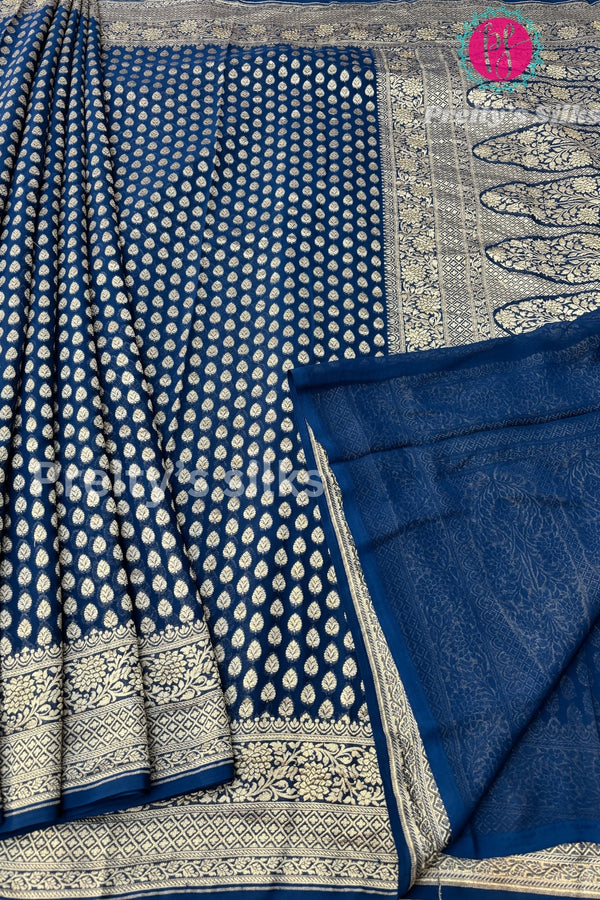 PURE KADDI BANARASI GEORGETTE SILK SAREE-PF25936