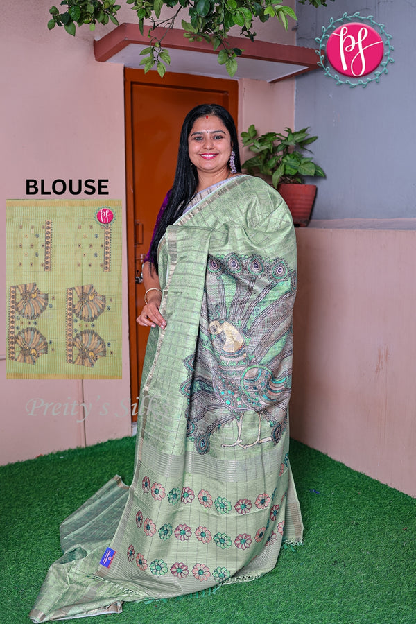 Tussar Dhupion with Kalamkari prints