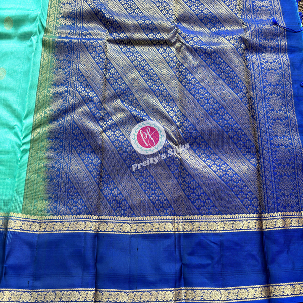 Pure Kanchipuram Soft Silk- Light blue with Dark blue -PY65979