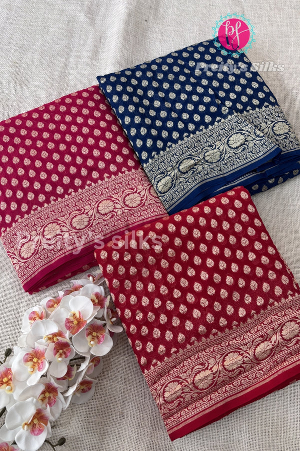 PURE KADDI BANARASI GEORGETTE SILK SAREE