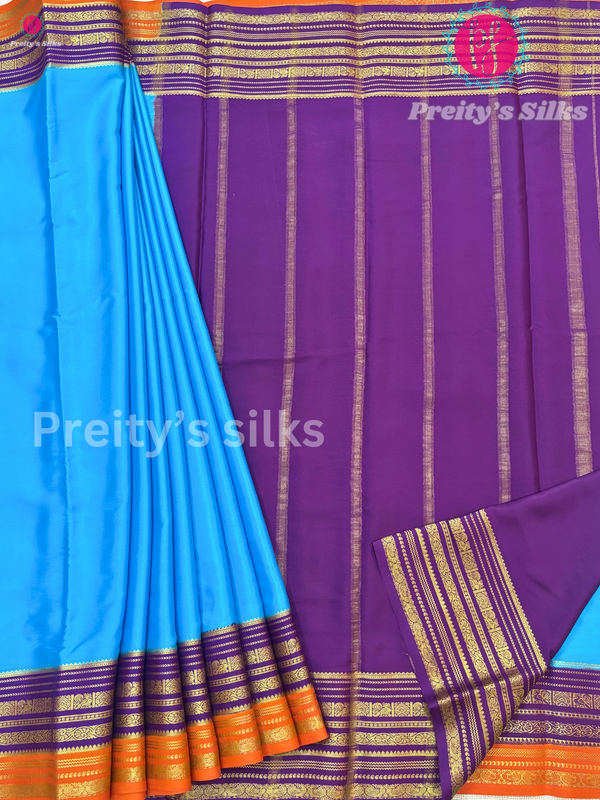 Pure Mysore Crepe SilkSaree-Ganga jamuna border style(Dual border)