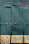 Half Pure Kanchipuram Silk Saree-Dark Grayish-green And Peacockblue-PF81379