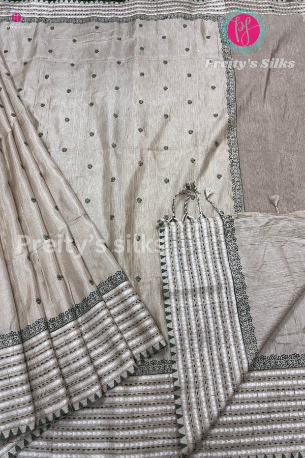 Semi Silk with Katha Stitches with Block print and Embroidery work