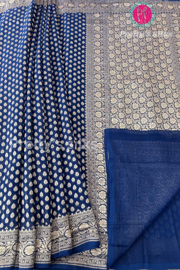 PURE KADDI BANARASI GEORGETTE SILK SAREE