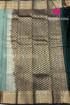 Half Pure Kanchipuram Silk Saree-Dark Grayish-green And Peacockblue-PF81379