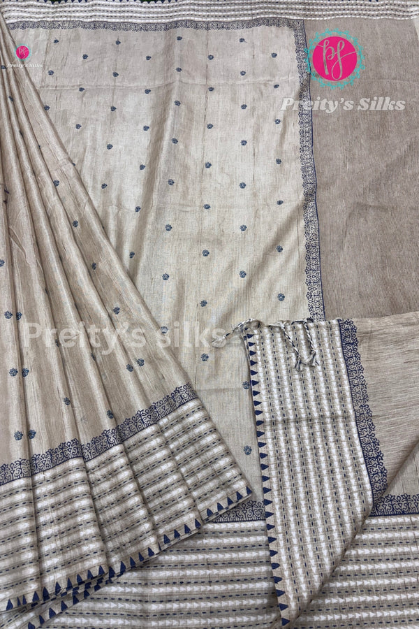 Semi Silk with Katha Stitches with Block print and Embroidery work
