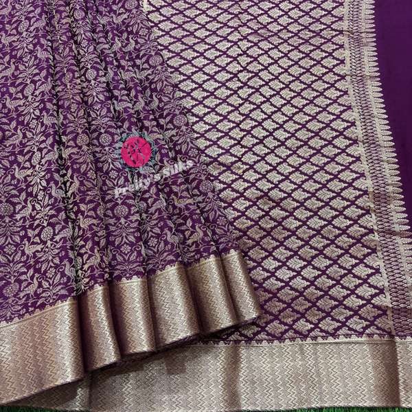 Pure Kaddi Banarasi Crepe Silk Saree