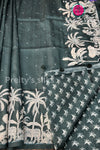 Semi Tussar Silk with mirror work and Appliqué Work Silk Saree- PF32426