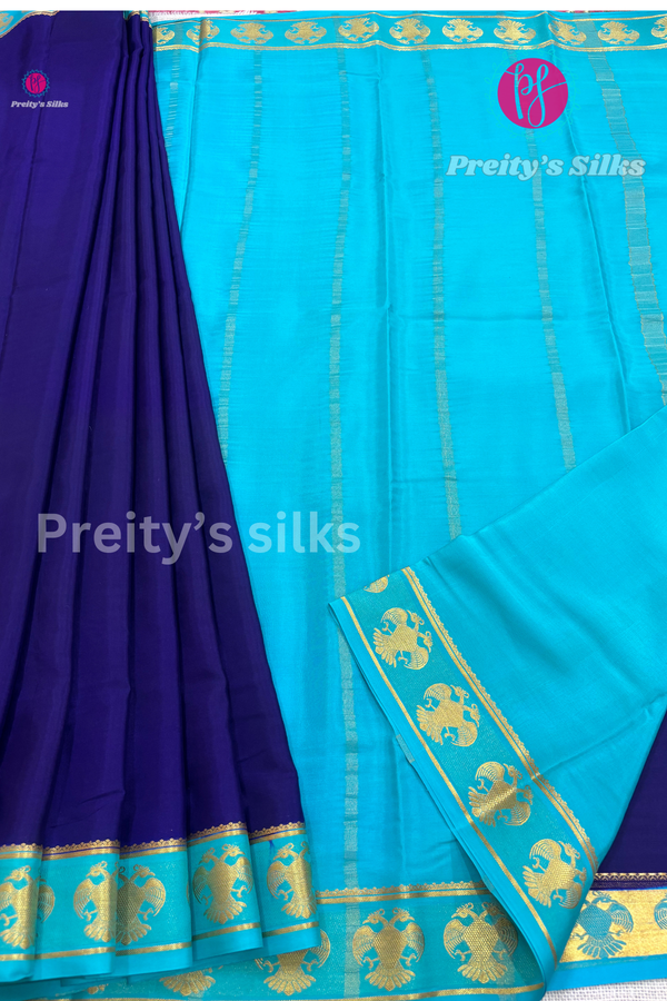 Pure Mysore Crepe Silk Saree- Gandaberunda border