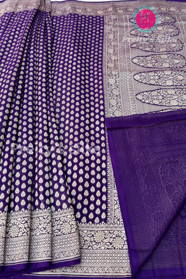 PURE KADDI BANARASI GEORGETTE SILK SAREE-PF25936