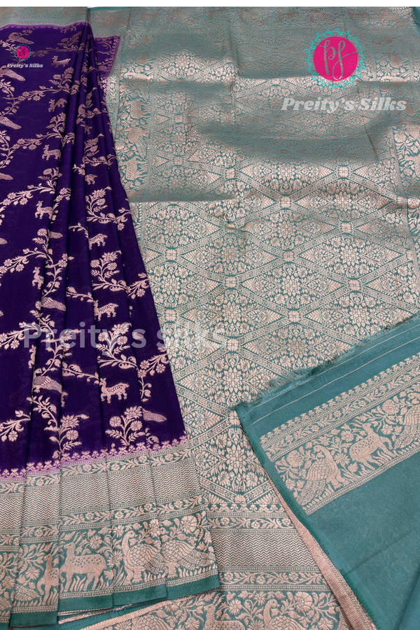 Semi Banarasi Georgette Silk Saree