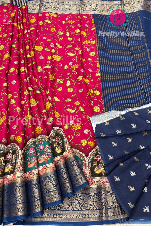 Semi Crepe Printed Silk Saree