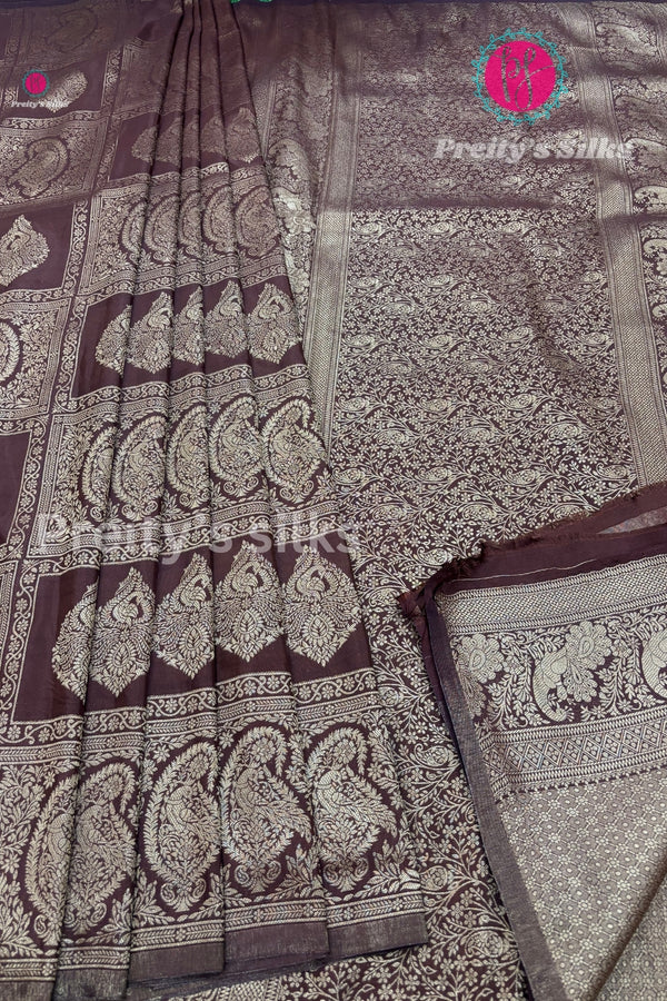 Semi Mysore Crepe Silk Saree- Brocade Design