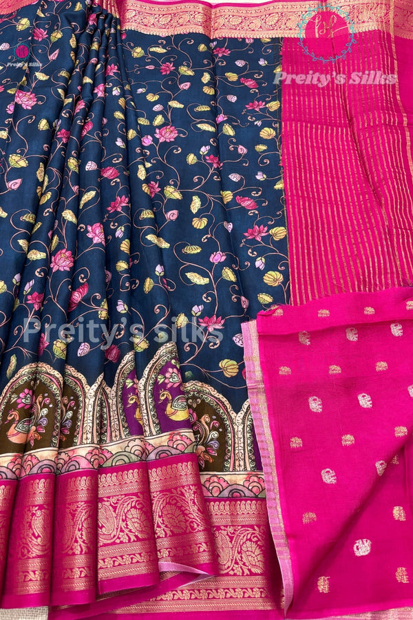 Semi Crepe Printed Silk Saree