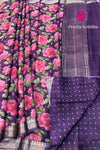 Semi Wrinkle Crepe Silk Saree with Floral Print-PY55246