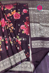 Tussar Silk Saree with Floral Print-PF58917