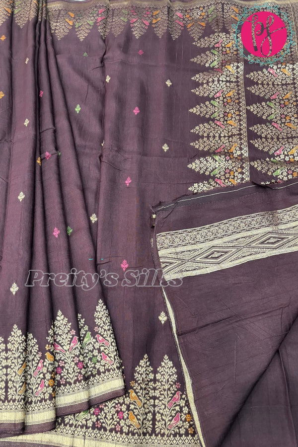 Semi Dupion Crepe Silk Saree-PF67834