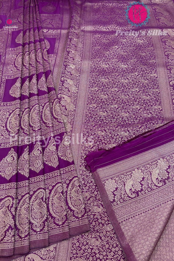 Semi Mysore Crepe Silk Saree- Brocade Design