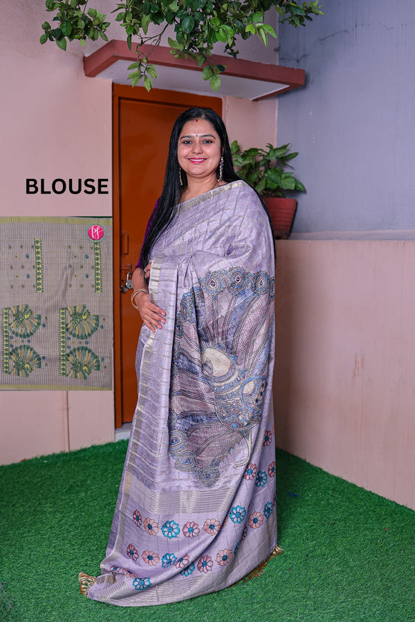 Tussar Dhupion with Kalamkari prints