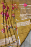 Tussar Silk Saree with Floral Print-PF58917