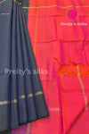 Half Pure kanchipuram Soft Silk Saree-Contrast combination