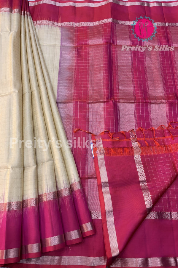 Pure Kanchipuram Soft Silk - Redish PinkWith Green- PF84050