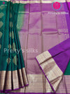 Half Pure Kanchipuram Silk Saree -Bottle Green with magenta Pink - PF12596