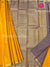 Half Pure Kanchipuram Silk Saree -Mustard Yellow with Grey - PF30363