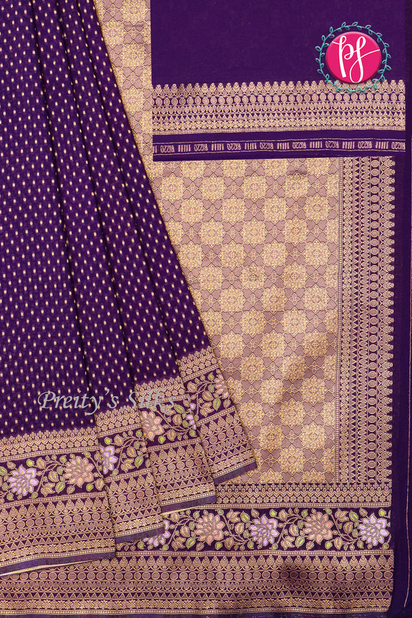 Semi Banarasi Crepe Silk Saree-PA00856