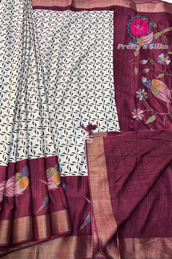 Dola Silk with Tread Embroidery Saree-PA06080