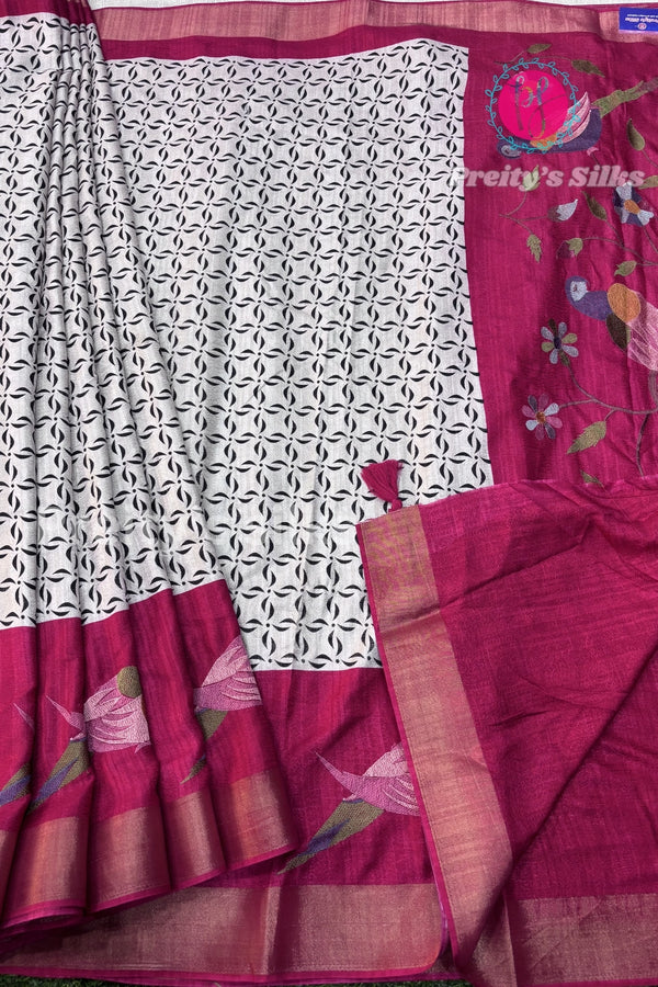 Dola Silk with Tread Embroidery Saree-PA06080