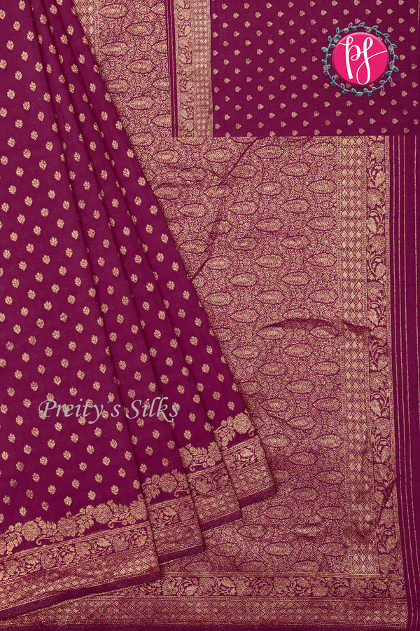 Semi Banarasi Crepe Silk Saree-PA16571
