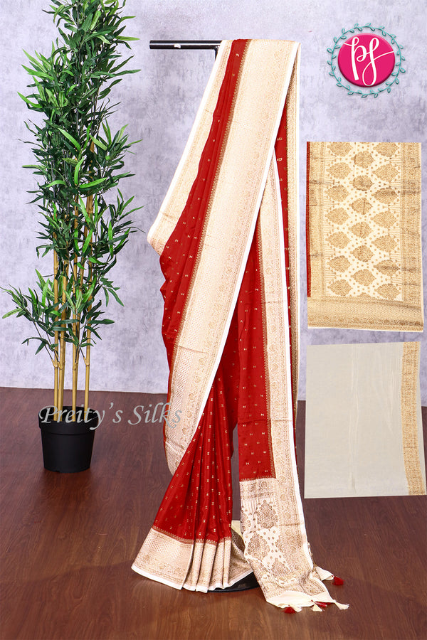 Semi Banarasi Crepe Silk Saree with Wrinkle Fabric-PF83378