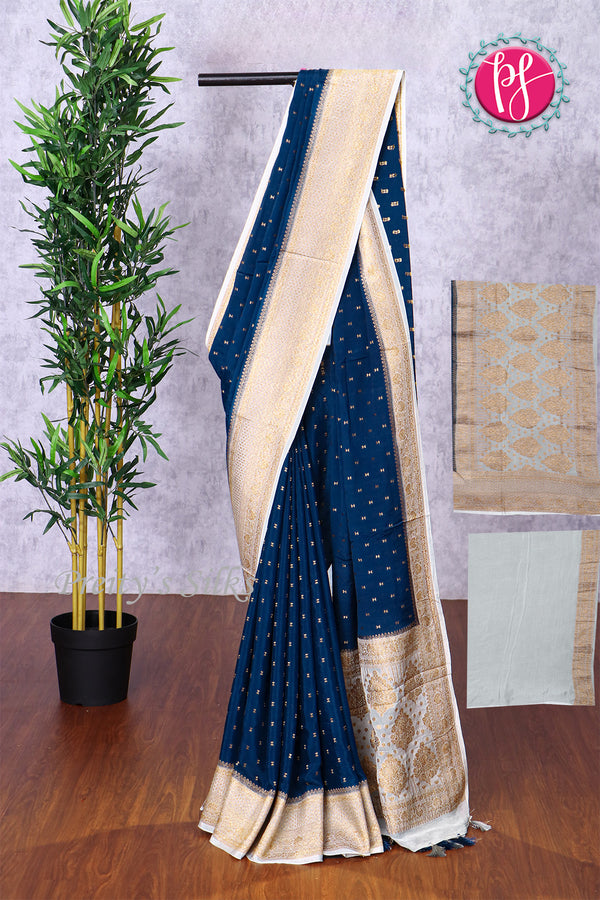 Semi Banarasi Crepe Silk Saree with Wrinkle Fabric-PF83378