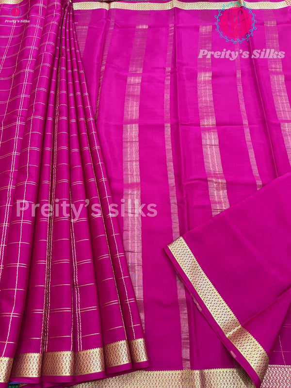 Pure Mysore Crepe Silk Saree -Pink -PF34777