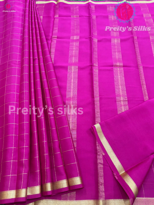 Pure Mysore Crepe Silk Saree -Pink -PF38993