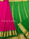 Pure Mysore Crepe Silk Saree -Pink With Leaf Green -PF34741