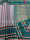 Pure Kanjeevaram silk Saree -Grey with Bottle Green - PF33545