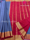 Pure Mysore crepe Silk Saree - Bullish Grey with Red- PF13720